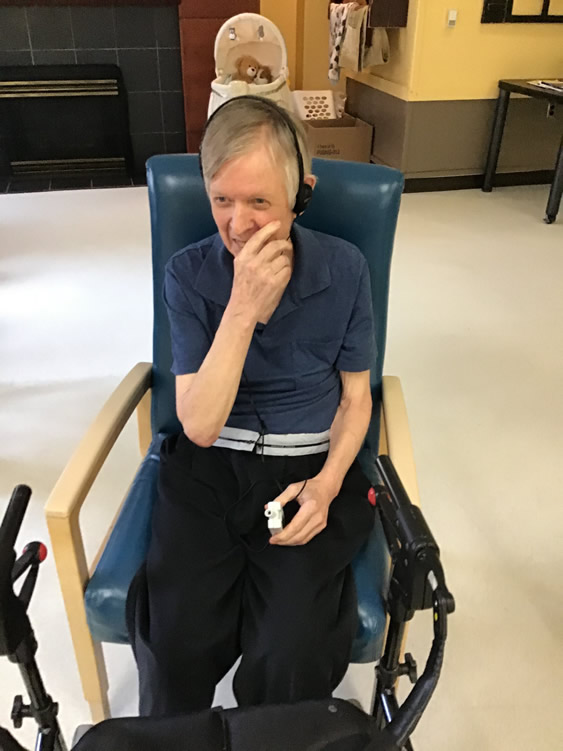 resident Gordon Campbell trying out the new “Super Ear”